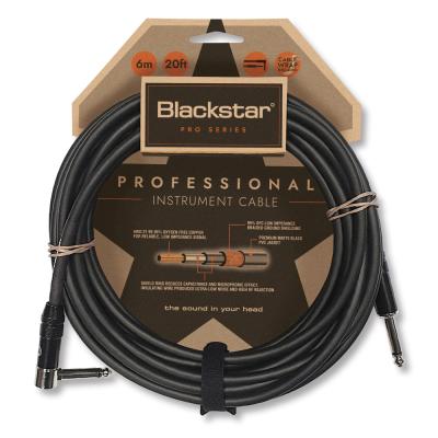 BLACKSTAR ブラックスター PROFESSIONAL CABLE 6M STR/ANG ギターケーブル 6メートル 片側L型プラグ シールド