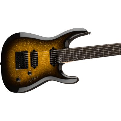 Jackson ジャクソン Pro Plus Series DINKY Modern EVTN7 Gold Sparkle 7弦エレキギター 斜めアングル画像