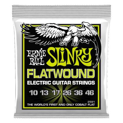 ERNIE BALL アーニーボール 2591 Flatwound Regular Slinky 10-46（3弦プレーン） フラットワウンド エレキギター弦 レギュラースリンキー