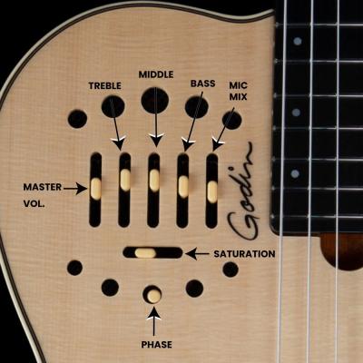 Godin ゴダン Multiac Nylon Deluxe ナイロン弦 エレガットギター コントロール詳細画像