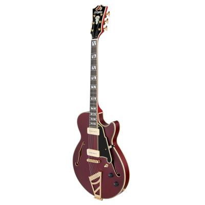 D’Angelico ディアンジェリコ Deluxe SS P-90 Satin Trans Winey セミアコ エレキギター 本体画像