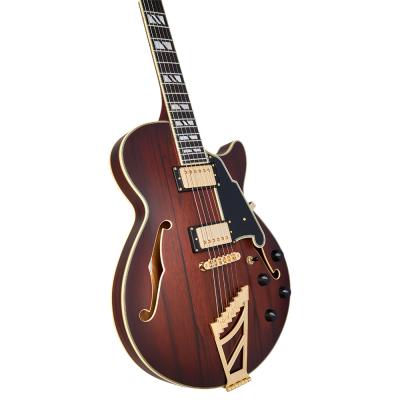 D’Angelico ディアンジェリコ Deluxe SS Satin Brown Bursty セミアコ エレキギター 本体画像