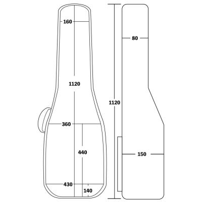 KIKUTANI キクタニ GVB-60J ジャンボボディ対応 ギグバッグ アコースティックギターケース 寸法図