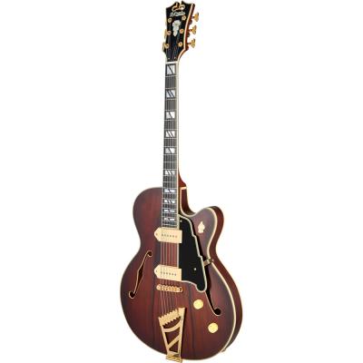 D’Angelico ディアンジェリコ Deluxe 59 Satin Brown Burst エレキギター フルアコ 斜めアングル画像