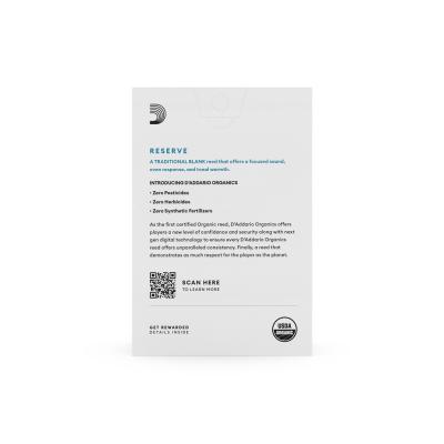 D’Addario Woodwinds ダダリオ ウッドウィンズ B♭クラリネット リード 10枚入り 硬さ:3.5+ ダダリオ オーガニックス レゼルヴ 本体画像