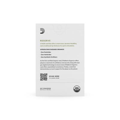 D’Addario Woodwinds ダダリオ ウッドウィンズ ソプラノサックス リード 10枚入り 硬さ:2.5 ダダリオ オーガニックス レゼルヴ パッケージ裏