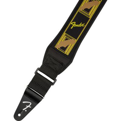 Fender フェンダー Swell Neoprene Strap Blk/Ylw/Brn Mono 2.5インチ ギターストラップ レザーエンド、ロゴ