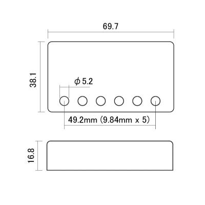 SCUD スカッド PUC-98N ハムバッカー用ピックアップカバー 9.84mm ニッケル サイズ図画像