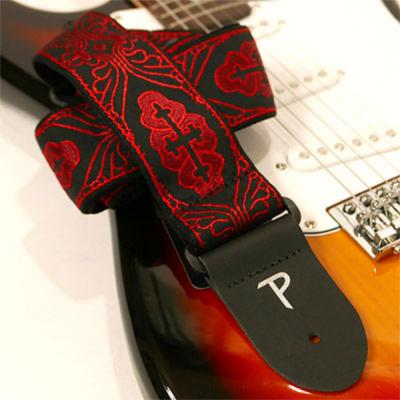 Perri’s ペリーズ TWS-7071 CROSS JACQUARD GUITAR STRAP BLK/RD BLK/RED ブラック レッド ギターストラップ イメージ画像