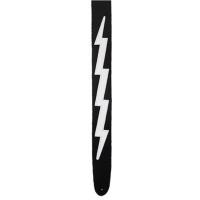 Perri’s ペリーズ P25LB-218 2.5インチ BLACKK WHITE LIGHTNINGBOLT Guitar strap 革 ギターストラップ