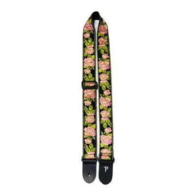 Perri’s ペリーズ TWS-7250 2インチ Pink and Black Flower Pattern Jacquard Guitar Strap ギターストラップ