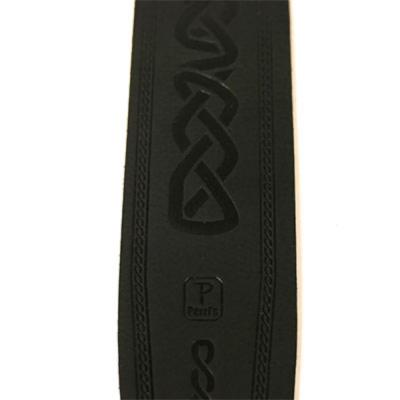 Perri’s ペリーズ P25FE-6904 2.5インチ Black Belt Leather エンボス加工 革 ギターストラップ エンボス詳細図1