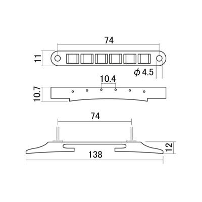 SCUD スカッド F-2820 アーチトップギター用ブリッジ ニッケル サイズ図画像