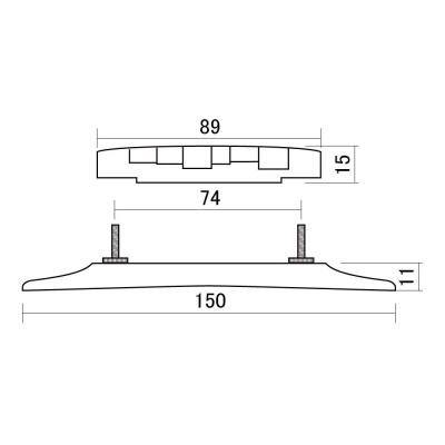 SCUD スカッド F-2803R アーチトップギター用ブリッジ コンペンセイトサドル サイズ図画像