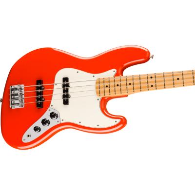 Fender フェンダー Player II Jazz Bass MN Coral Red エレキベース ジャズベース ボディ斜めアングル画像