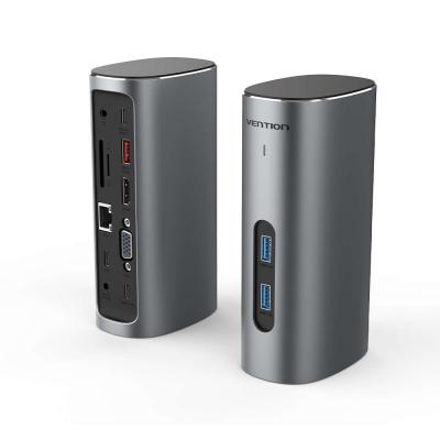 VENTION TP-8177 12-in-1 USB-C タワードッキングステーション USB インターフェイス機器用 グレー アルミニウム合金