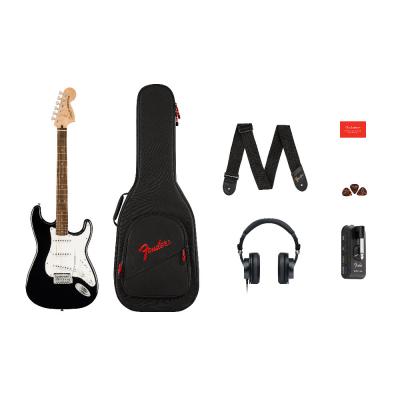 Squier スクワイヤー スクワイア Affinity Series Stratocaster Mustang Micro Pack Black エレキギター ヘッドホンアンプ付きセット 製品内容