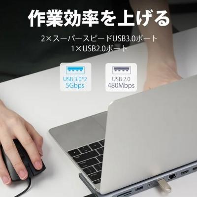 VENTION ベンション TH-8191 12-in-1 USB-C ドッキングステーション 作業効率を上げるUSB3.0ポートとUSB2.0ポート