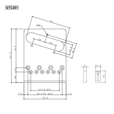 ゴトー GOTOH GTC201-C TLタイプ用ブリッジ クローム サイズ詳細