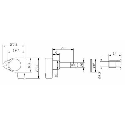 ARIA AT-240G ギター用 3対3ペグ 寸法図
