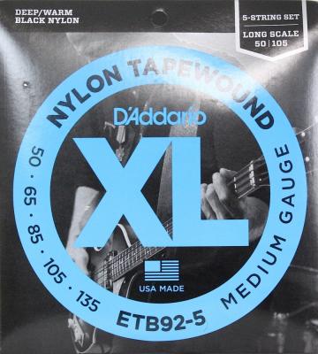 D'Addario ETB92-5 Black Nylon Tapewound 5弦エレキベース弦