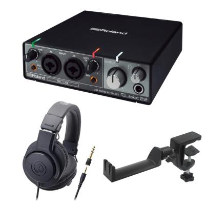 ROLAND Rubix22 USB AUDIO INTERFACE オーディオインターフェイス AUDIO-TECHNICA ATH-M20x モニターヘッドホン SEELETON マルチアングル ヘッドホンハンガー 3点セット