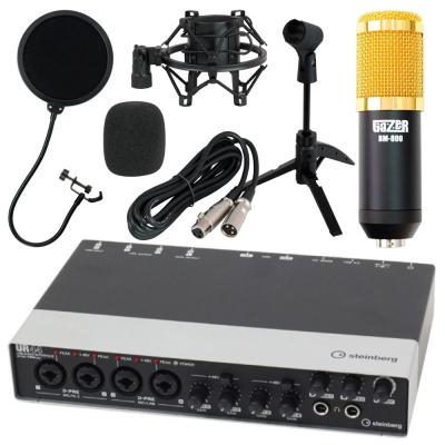 Steinberg UR44 6×4 USBオーディオインターフェース SD GAZER BM-800 Black コンデンサーマイク Dicon Audio 卓上マイクスタンド SD GAZER ポップガード DTM 配信 4点セット