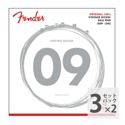 Fender Original 150 Guitar Strings Pure Nickel Wound Ball End 150L 009-042 Gauges 3-Pack エレキギター弦 3パック入り×2