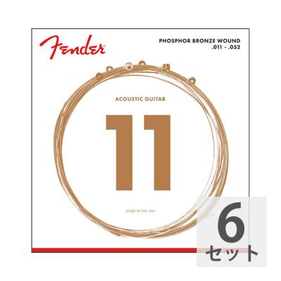 Fender Phosphor Bronze Acoustic Guitar Strings Ball End 60CL .011-.052 Gauges アコースティックギター弦×6セット