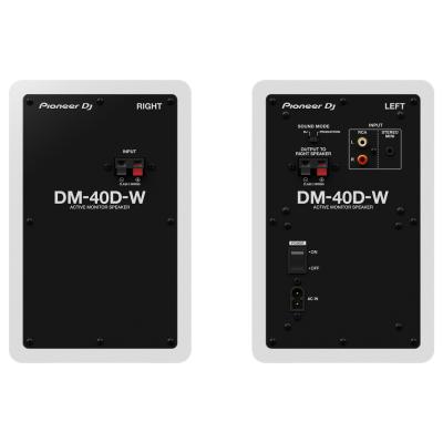 Pioneer DJ DM-40D White パワードモニタースピーカー 1ペア（2台） ホワイト 白 Dicon Audio SS-032R 卓上スタンド ペア セット 背面画像