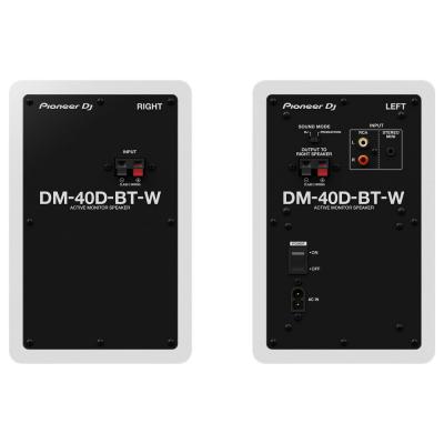 Pioneer DJ DM-40D-BT-W White Bluetooth搭載 パワードモニタースピーカー 1ペア（2台） 白 ホワイト スピーカースタンド アイソレーションパッド付きセット 背面画像