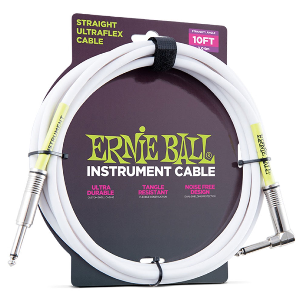 アーニーボール ERNIE BALL 6049 10’ STRAIGHT/ANGLE INSTRUMENT CABLE WHITE ギターケーブル