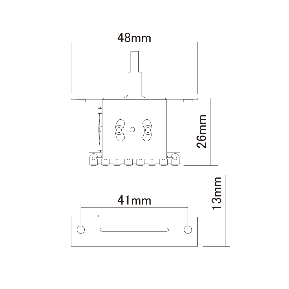 Alpha ALP-5W 5WAY レバースイッチ 寸法図