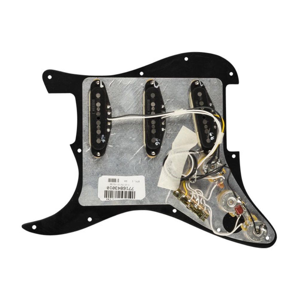 Fender Pre-Wired Strat Pickguard Vintage Noiseless SSS Black 配線