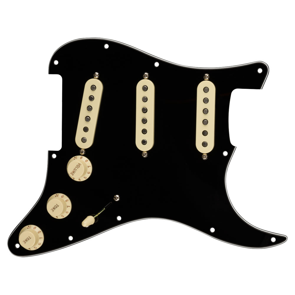 Fender Pre-Wired Strat Pickguard Original '57/'62 SSS Black 配線