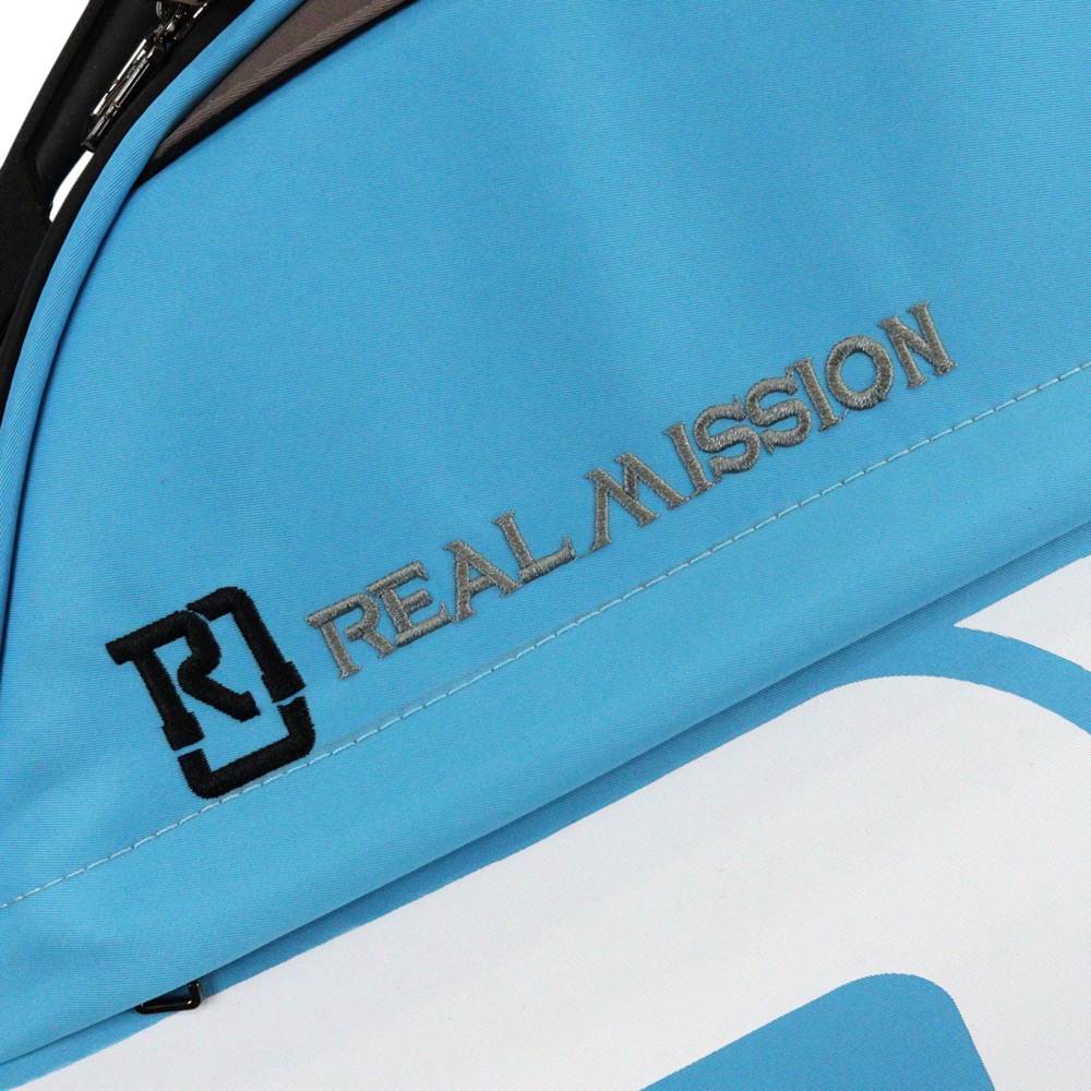 REAL MISSION Venus 05-B Light blue 防水 エレキベースケース ロゴアップ画像