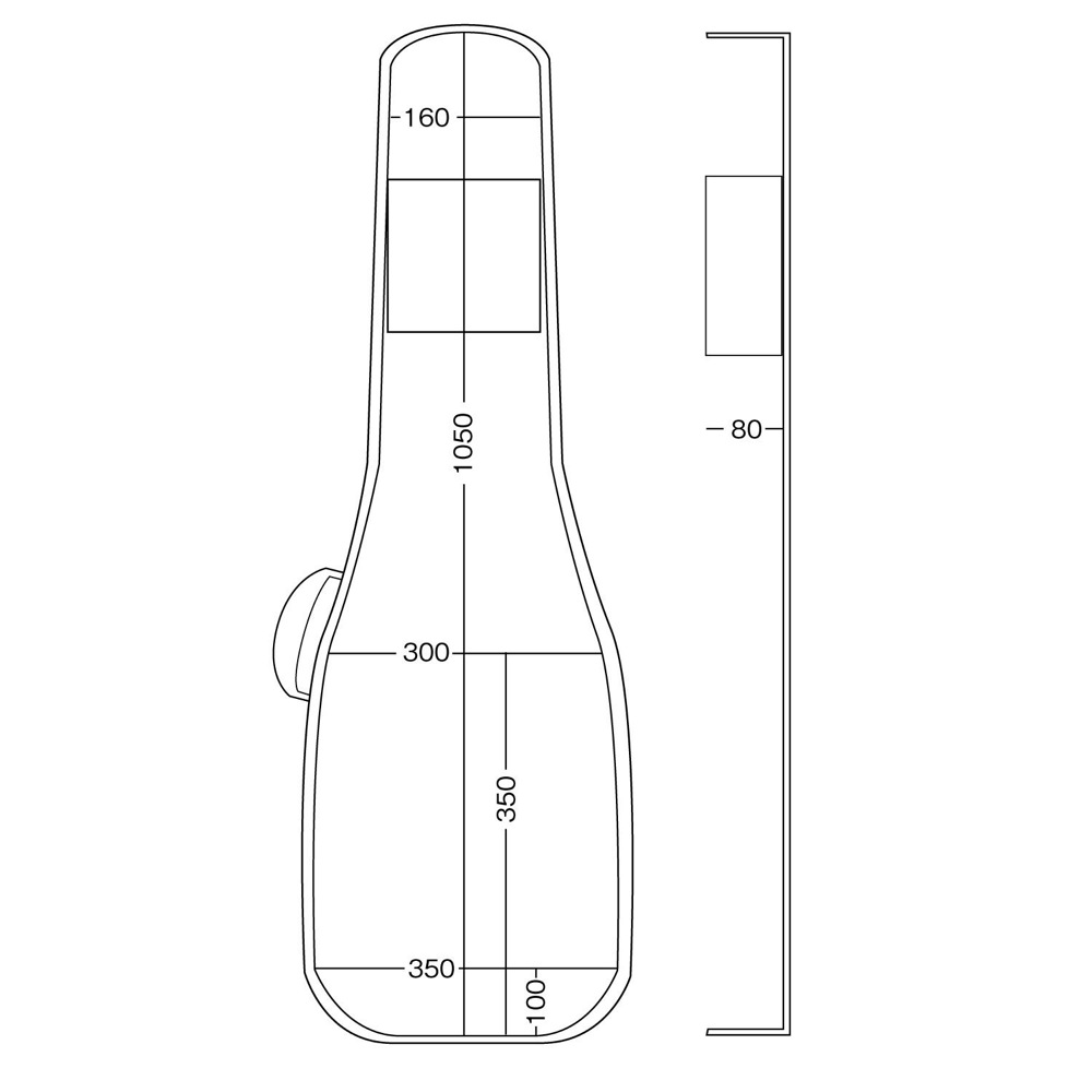 KIKUTANI GVB-60E エレキギター用ギグバッグ 寸法図