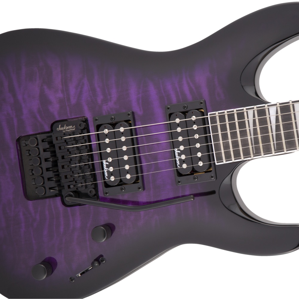 Jackson JS Series Dinky Arch Top JS32Q DKA Transparent Purple Burst エレキギター ボディトップアップ画像