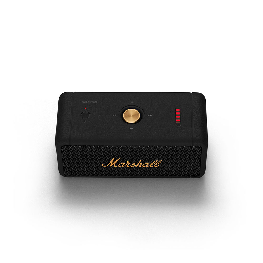 MARSHALL Emberton Black and Brass Bluetooth ワイヤレススピーカー(マーシャル ブルートゥース5.0対応  IPX7防水スピーカー) | chuya-online.com 全国どこでも送料無料の楽器店