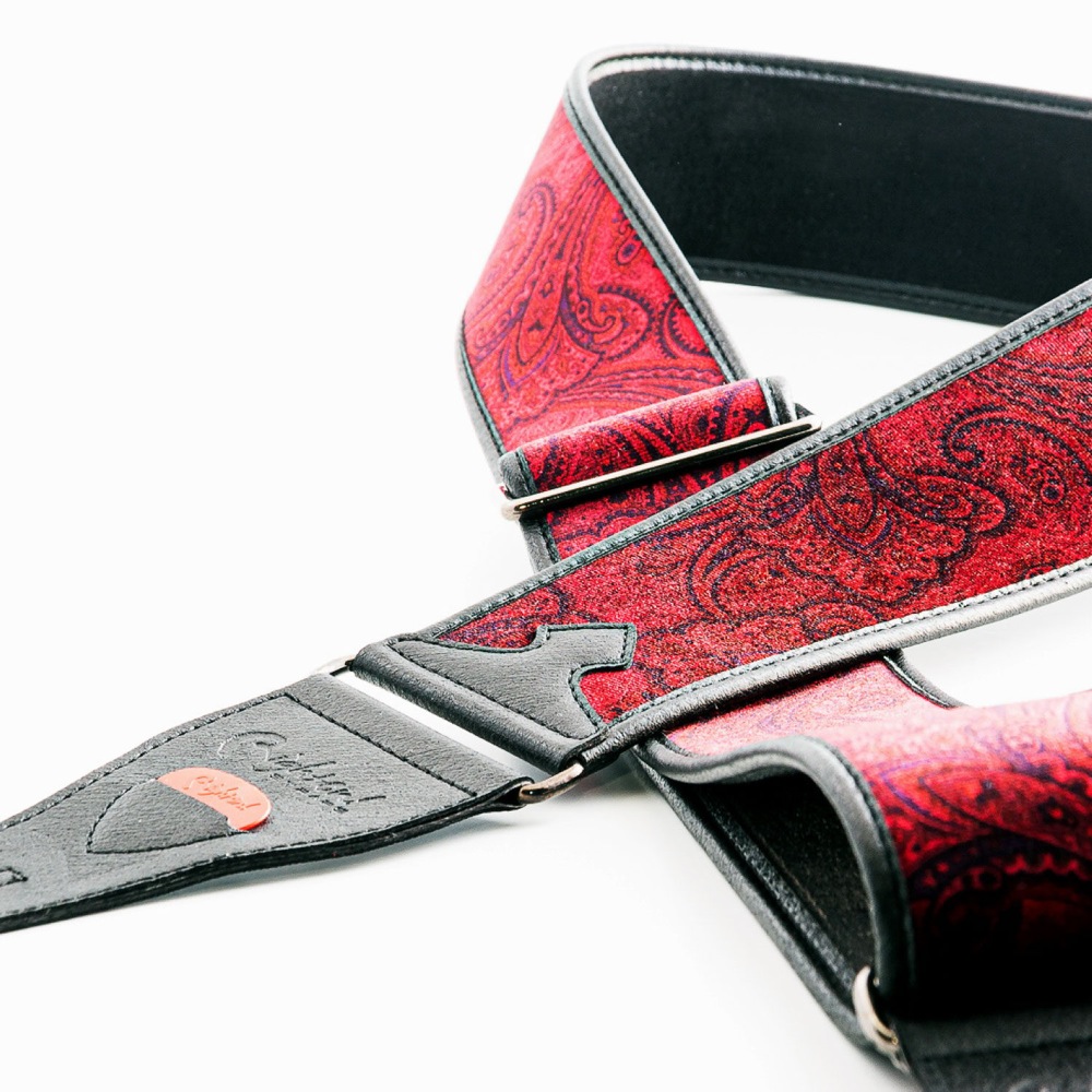 Righton! STRAPS T-PAISLEY VELVET Red ギターストラップ アップの画像