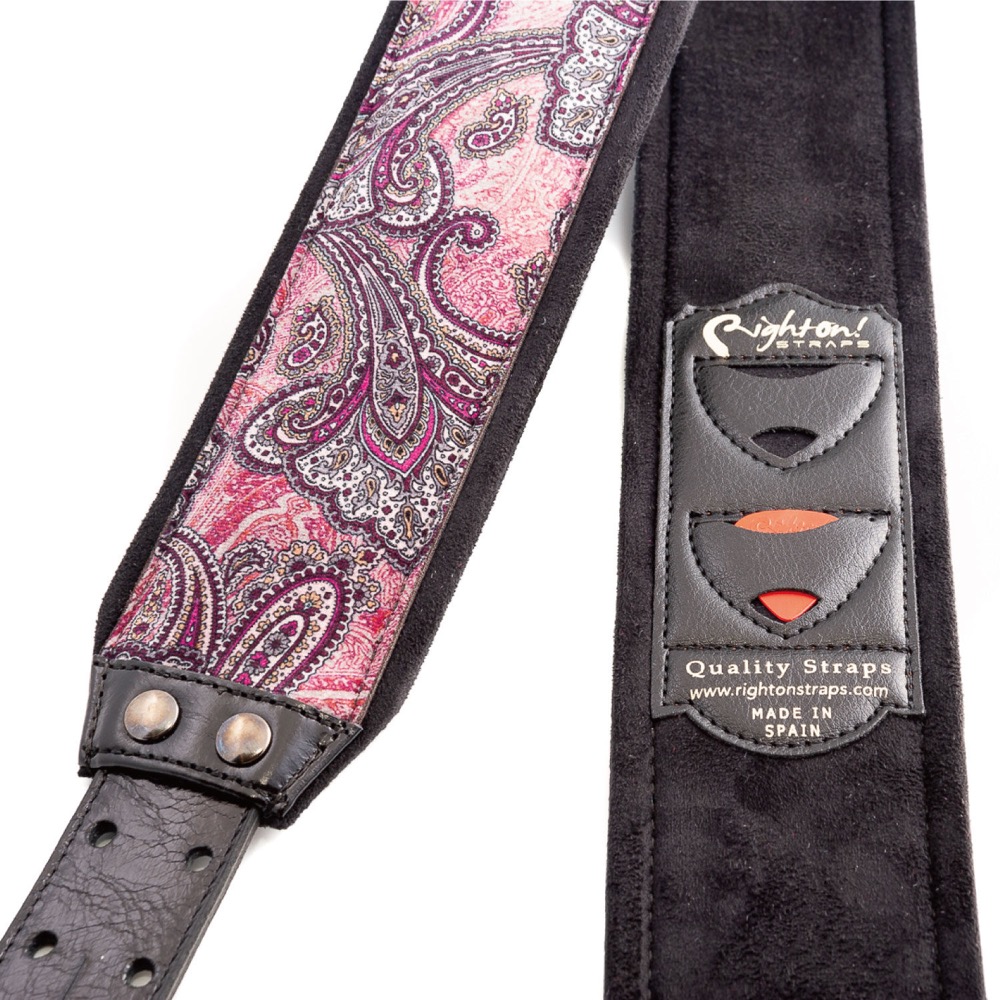 Righton! STRAPS J-PAISLEY VELVET Burgundy ギター ベース用ストラップ 表面と裏面の画像