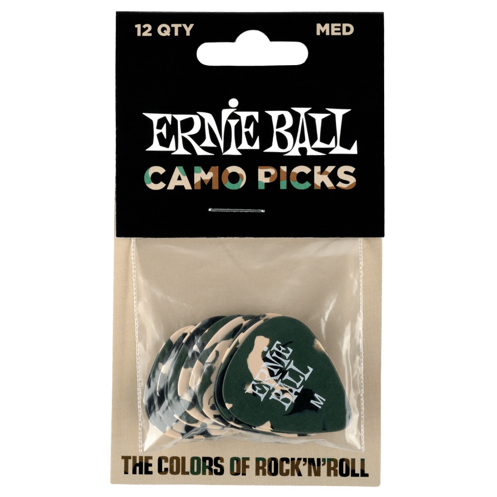 ERNIE BALL 9222 Camouflage Cellulose Medium bag of 12 ギターピック 12枚入り