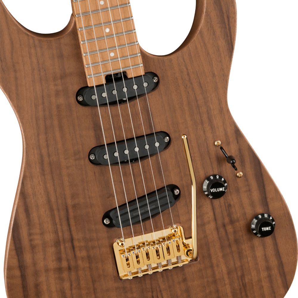 Charvel Pro-Mod DK22 SSS 2PT CM Mahogany with Walnut Natural エレキギター ボディアップ画像