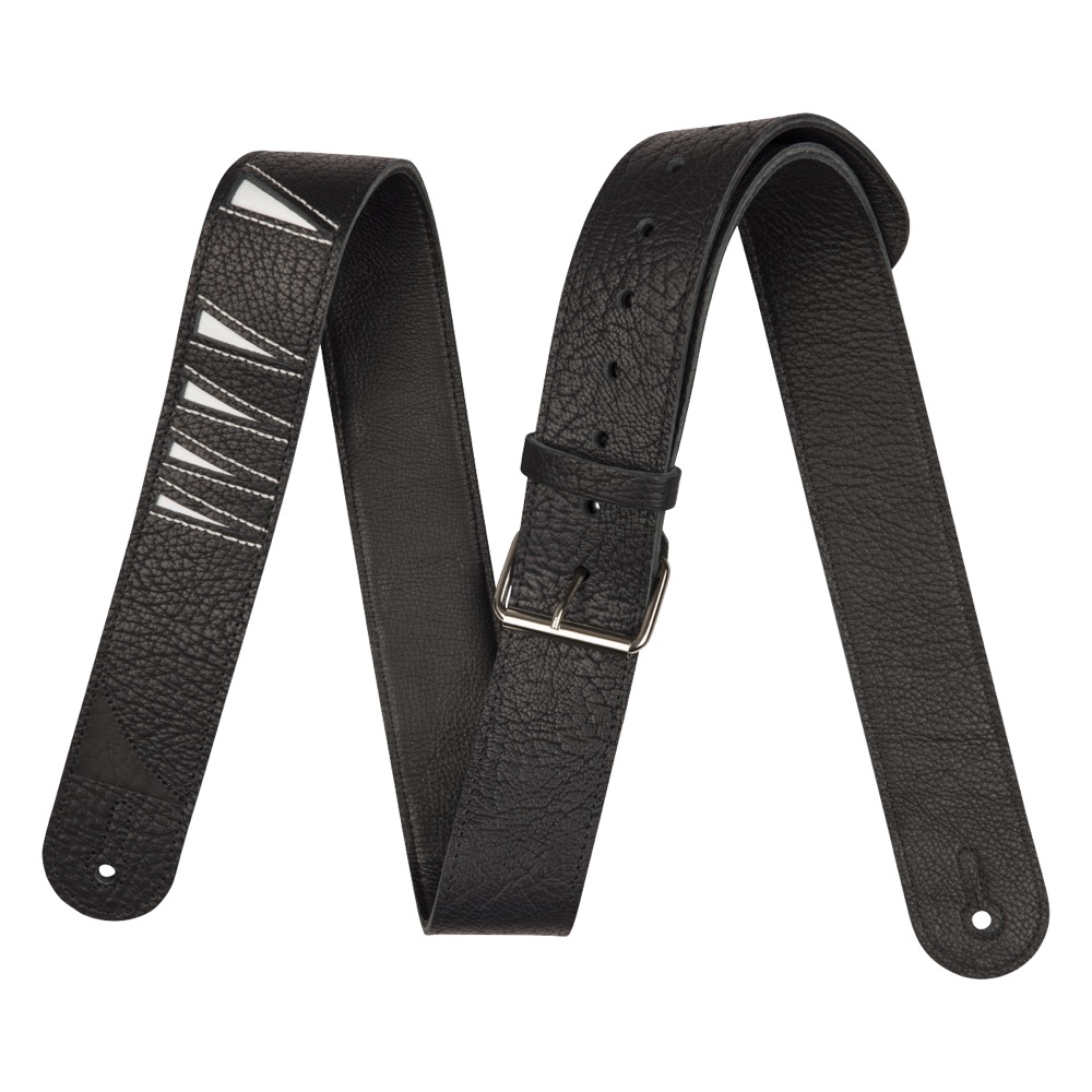 Jackson Shark Fin Leather Strap Black and White 2" ギターストラップ