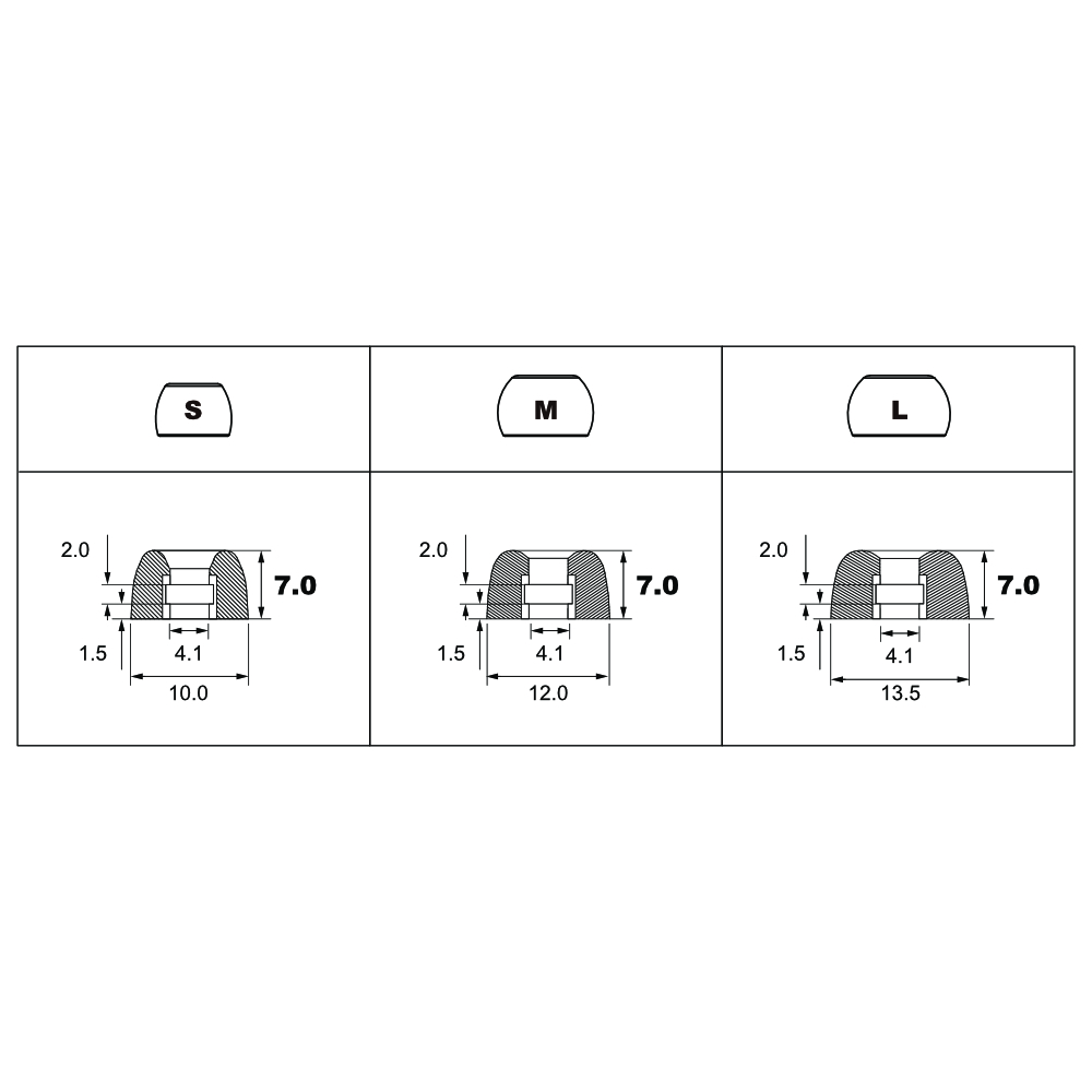 NUARL NME-P7 完全ワイヤレスイヤホン対応 抗菌性 低反発フォームタイプ・イヤーピース Magic Ear+7 (S/M/L set) 詳細画像