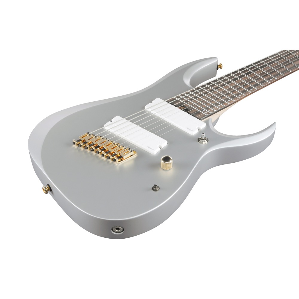 IBANEZ RGDMS8-CSM Axe Design Lab Classic Silver Mat 8弦エレキギター ボディ斜めアングル画像