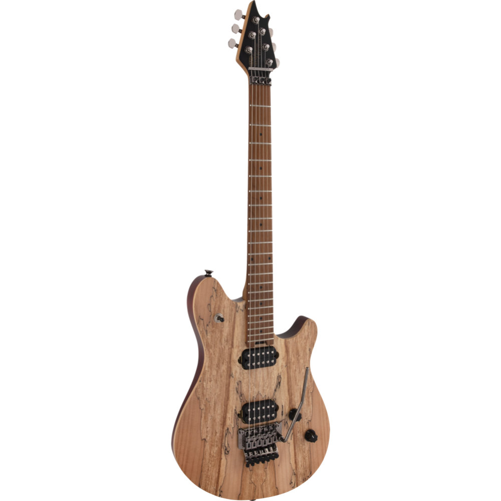 EVH イーブイエイチ Wolfgang WG Standard，Exotic，Spalted Maple， Baked Maple Fingerboard， Natural エレキギター 左サイドからボディトップ