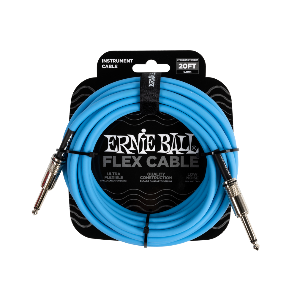 ERNIE BALL アニーボール EB 6417 FLEX CABLE 20’ SS  BL 20フィート（約6メートル） 両側ストレートプラグ ブルー ギターケーブル