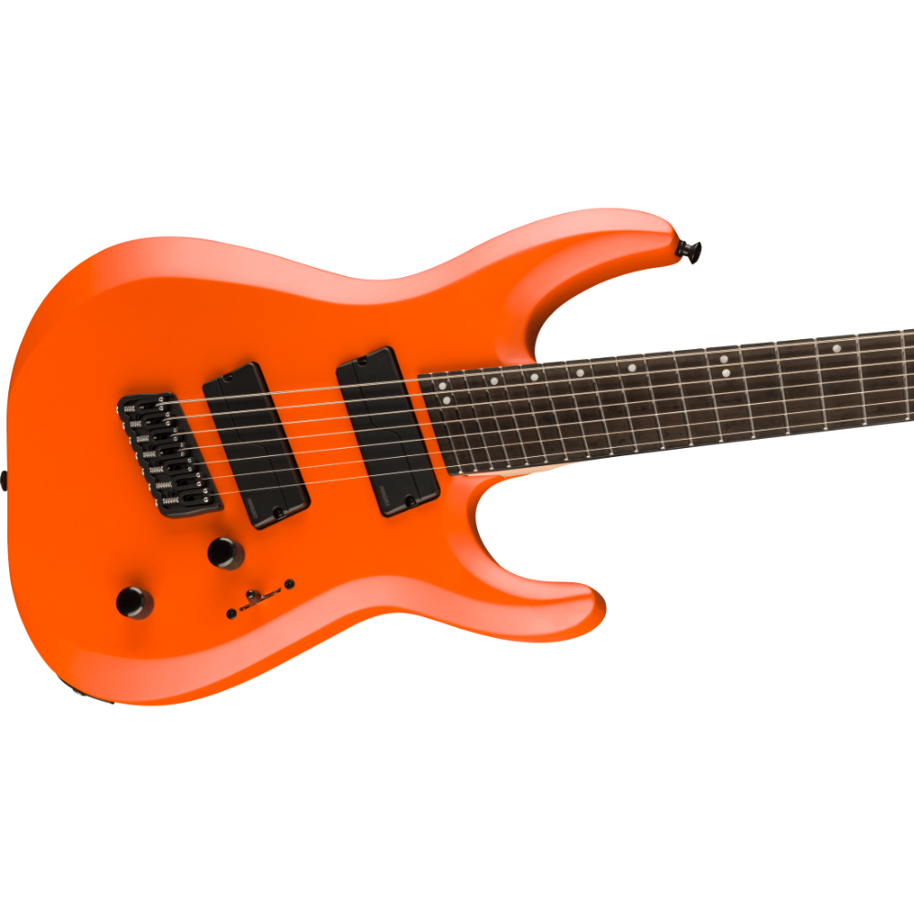 Jackson ジャクソン Pro Plus Series DINKY Modern HT7 MS Satin Orange Crush 7弦エレキギター 斜めアングル画像