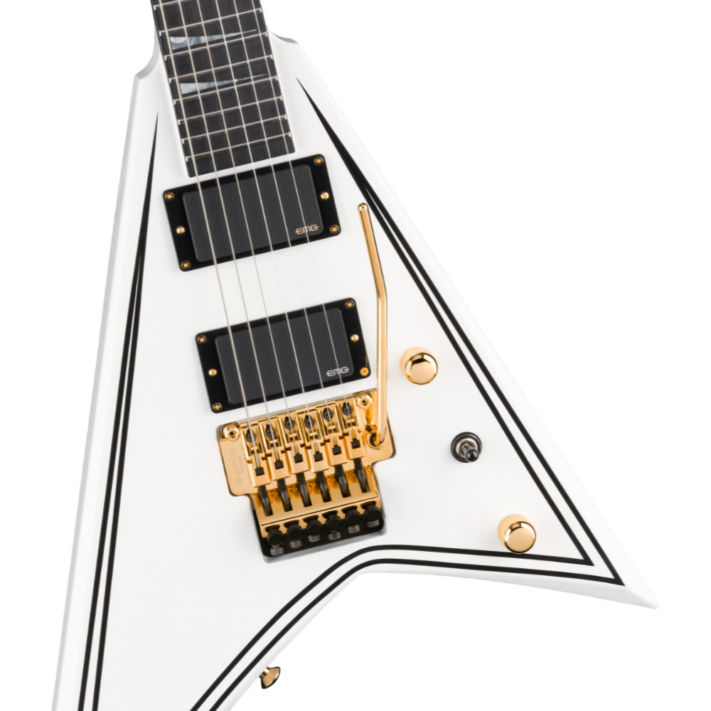 Jackson ジャクソン MJ Series Rhoads RR24MG Ebony Fingerboard White with Black Pinstripes エレキギター ピックアップ、ブリッジ